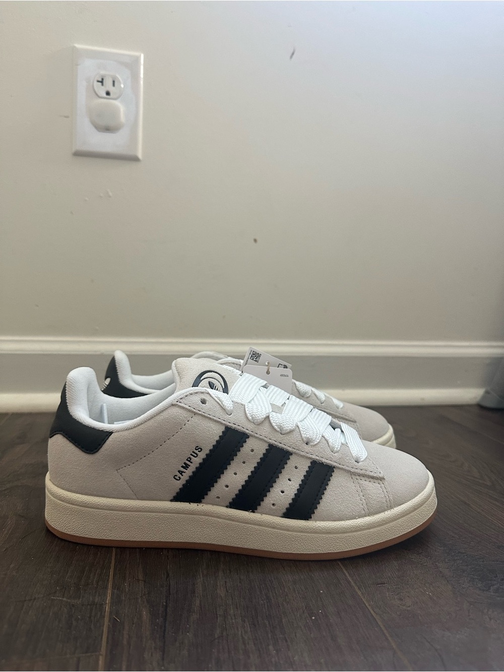 adidas Campus White and Black Suede Sneakers